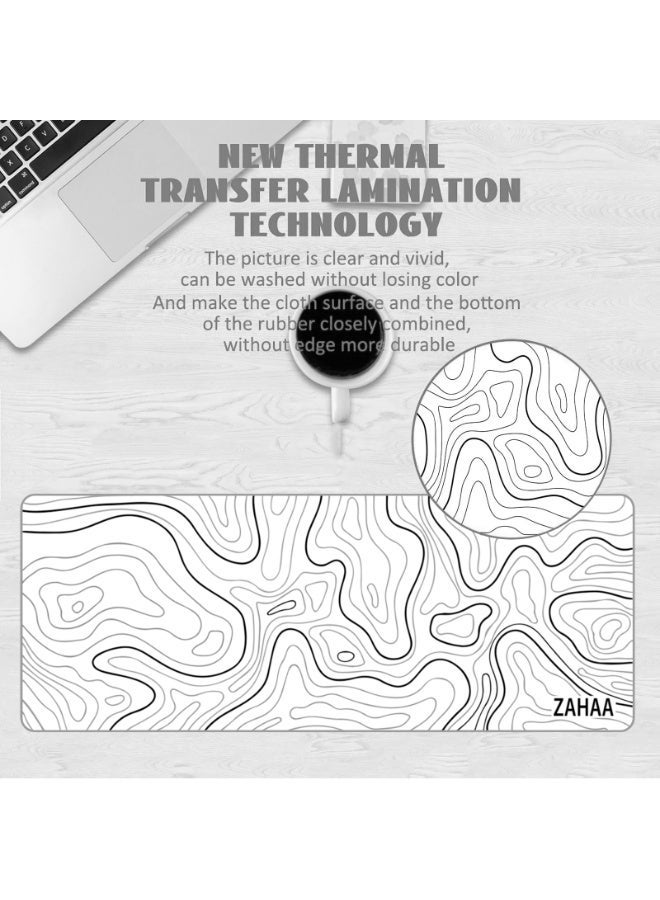 زها لوحة ماوس ألعاب كبيرة ، حواف مخيطة، سطح قماش ناعم، قاعدة مطاطية غير قابلة للانزلاق، ماوس باد مقاومة للماء بسمك 3 مم - أبيض - Image 5